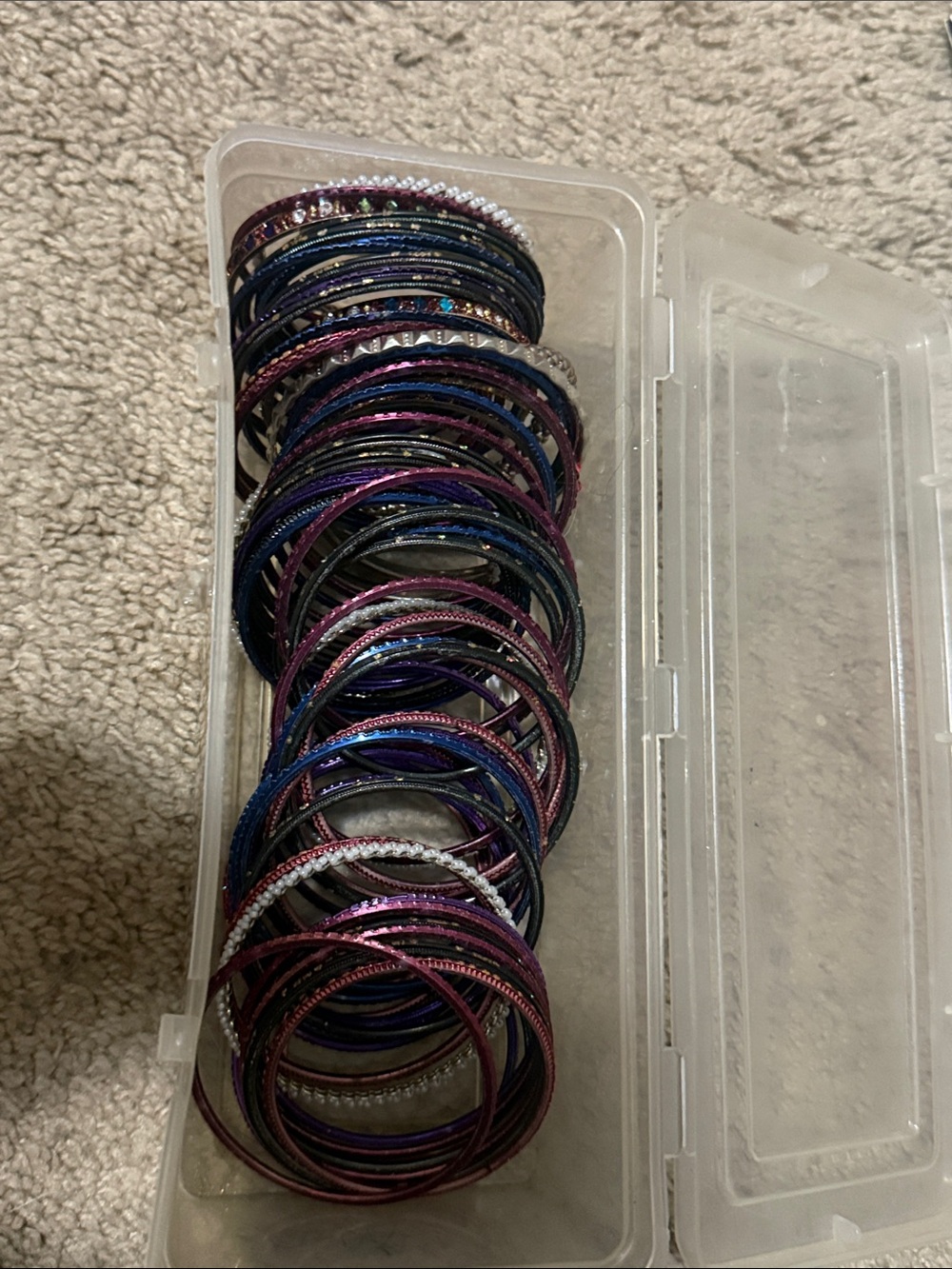 Multi-Color Women's Stackable Bangle Bracelet Set - Picture 2 of 4